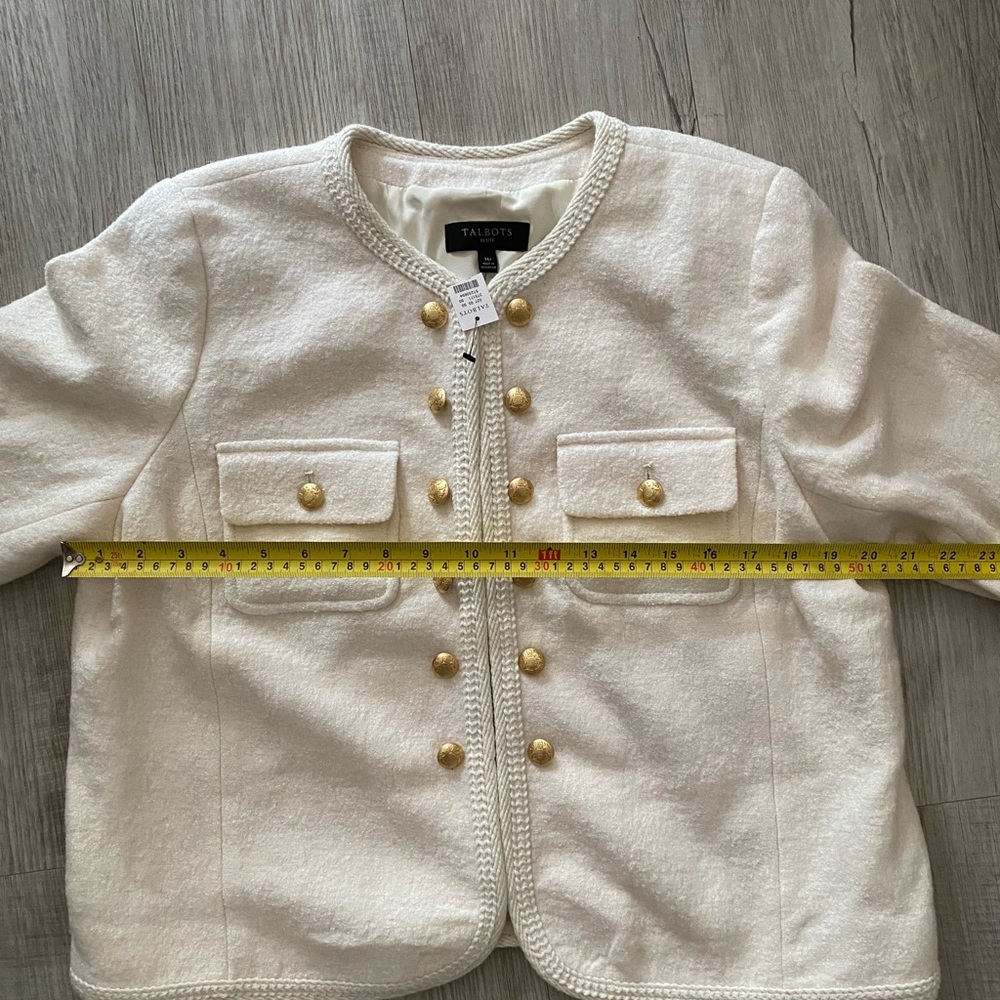 NWT Talbots Cream Berkshire Wool Blend Crop Blazer Lady Jacket Old Money -Sz 16P - Picture 8 of 11